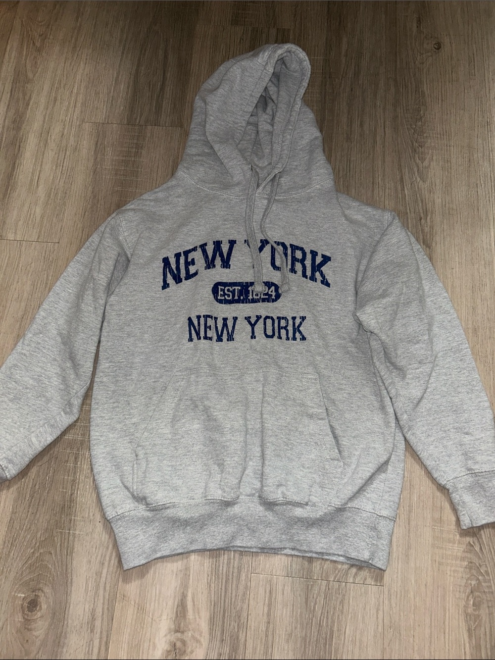 Gray New York Graphic Hooded Sweatshirt